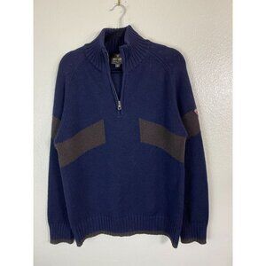 Post Card Mens Navy Blue Quarter Zip Wool Knit Sweater Made In Italy Size Medium